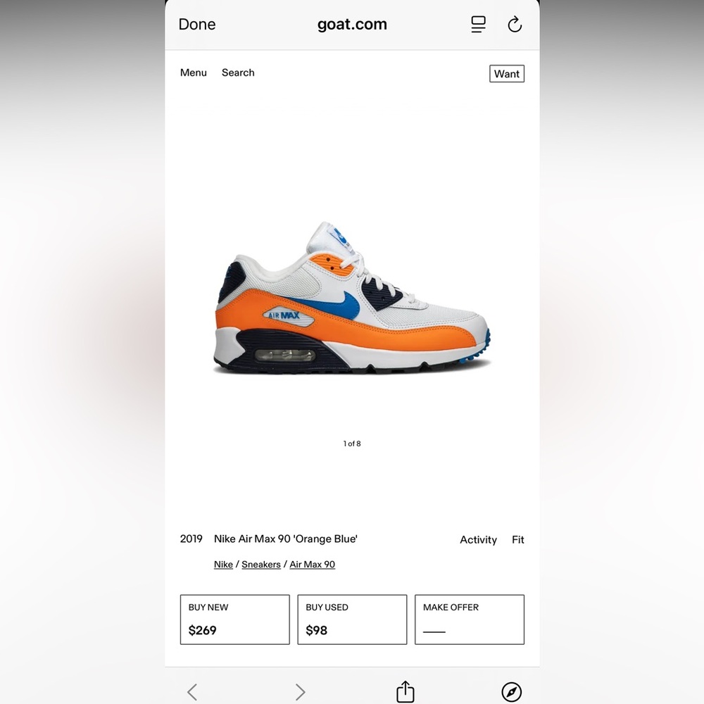 Nike Air Max 90 “White / Photo Blue / Total Orange” (AJ1285-104) – Men’s Size 10 - Picture 7 of 7